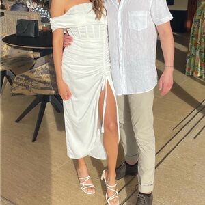 Showpo White Off-Shoulder High Low Dress